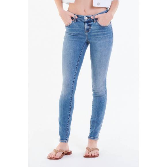 NEW DEAR JOHN DENIM joyrich mid rise ankle skinny jeans in medium wash - Picture 1 of 4